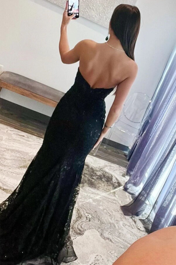 black mermaid dress with tulle bottom Black Lace Illusion One Sleeve Feather Custom Made Prom Dress