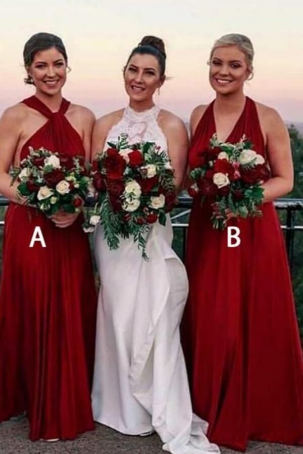 bridesmaid theme dress Champagne Theme Wedding Party Mismatched Elastic Satin Bridesmaid Dresses,  CB0328 main image 0