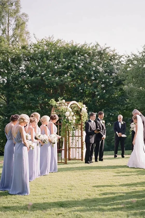 Classic Lilac Chiffon A-line V-neck Floor Length Bridesmaid Dresses, MBD202 Classic Lilac Chiffon A-line V-neck Floor Length Bridesmaid Dresses, MBD202