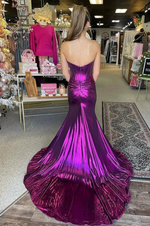 Purple Satin Mermaid Sweetheart Prom Dresses, MP1111