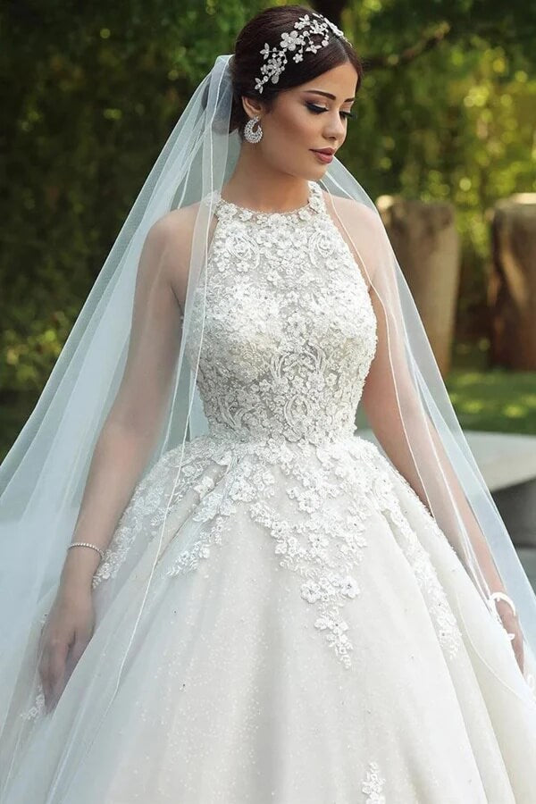 Tulle Ball Gown Hater Lace Wedding Dresses, MW1127