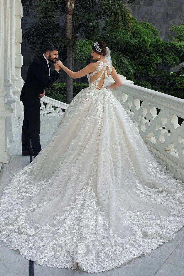 tulle princess wedding dress Ball Gown Hater Lace Dresses, MW1127 ALÉMAIS Franca Balloon-Sleeve Floral Accurate Measurement Complete QC fishnet lingerie dress Size:Size 5T-6