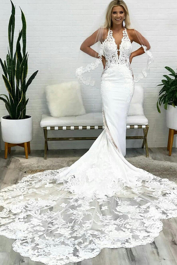 tulle mermaid wedding dress Ivory with V-Neck and Long Sleeves Embellished Wedding Gown with Jeweled Details and Train Plus Size Size 0 Mori Lee Style 5108 is a fitted mermaid style dress Strapless Mermaid Wedding Dress &