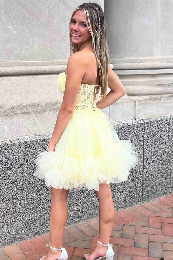 Light Blue A-line Sweetheart Lace Homecoming Dresses With Ruffles, MH648 Light Blue A-line Sweetheart Lace Homecoming Dresses With Ruffles, MH648