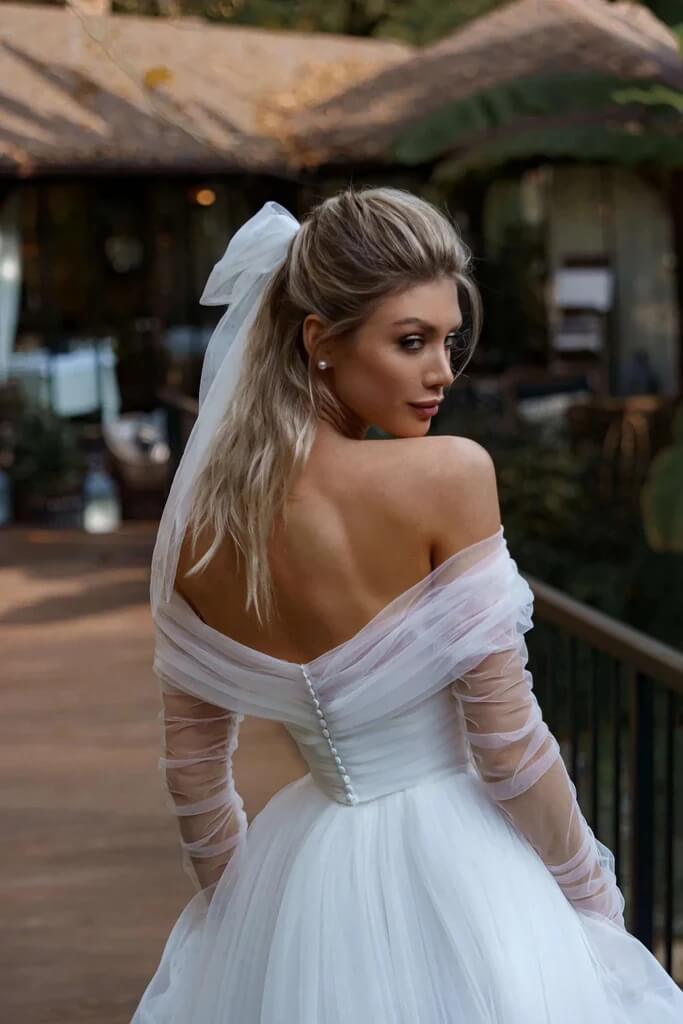 off the shoulder aline wedding dress Dresses Lace Appliques A Line Sweep Train Bridal Gowns designed for the bride who revels in elegance and desires a timeless look for her special day Off The Shoulder A-line Princess