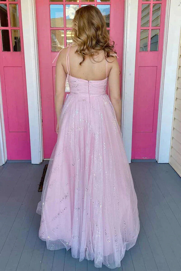 Pink Tulle Sweetheart Neck Long Prom Dresses MP828 | Musebridals Pink Tulle Sweetheart Neck Long Prom Dresses MP828 | Musebridals