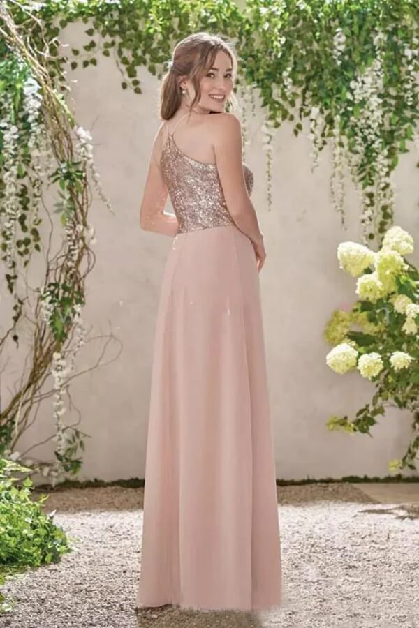 rose gold dress for wedding guest Chiffon Sequins Bridesmaid Dresses, MBD307 Color:Dusty Blush Slaydiva Women's White Summer holiday parties PRICE_over_$150