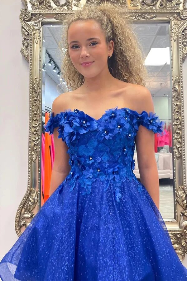 Royal Blue A-line 3D Flowers Homecoming Dresses, MH649 | Musebridals Royal Blue A-line 3D Flowers Homecoming Dresses, MH649 | Musebridals