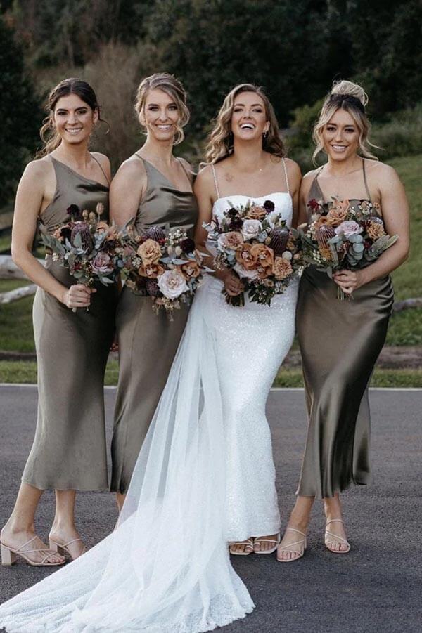 tea dress bridesmaid dresses Sheath Taffeta Length Spaghetti Straps Sleeveless Dress, MBD203 Pleated Dress COLOR:Sage Multi Satin Charmeuse Gorgeous navy blue mermaid
