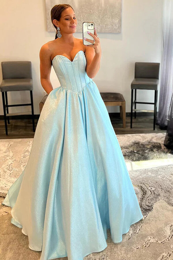 Shiny Blue A-line Sweetheart Princess Prom Dress, MP884 | Musebridals Shiny Blue A-line Sweetheart Princess Prom Dress, MP884 | Musebridals