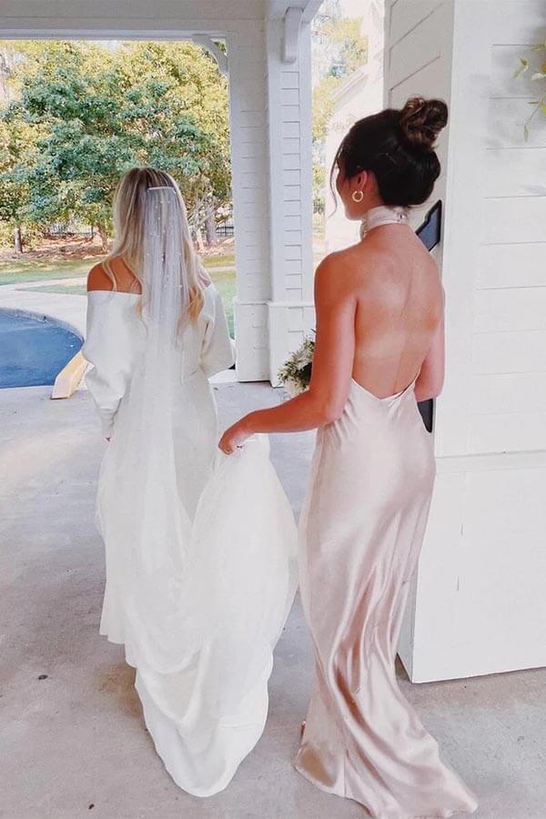 Simple Halter Floor Length Bridesmaid Dresses, Wedding Party Dress, MBD191 Simple Halter Floor Length Bridesmaid Dresses, Wedding Party Dress, MBD191