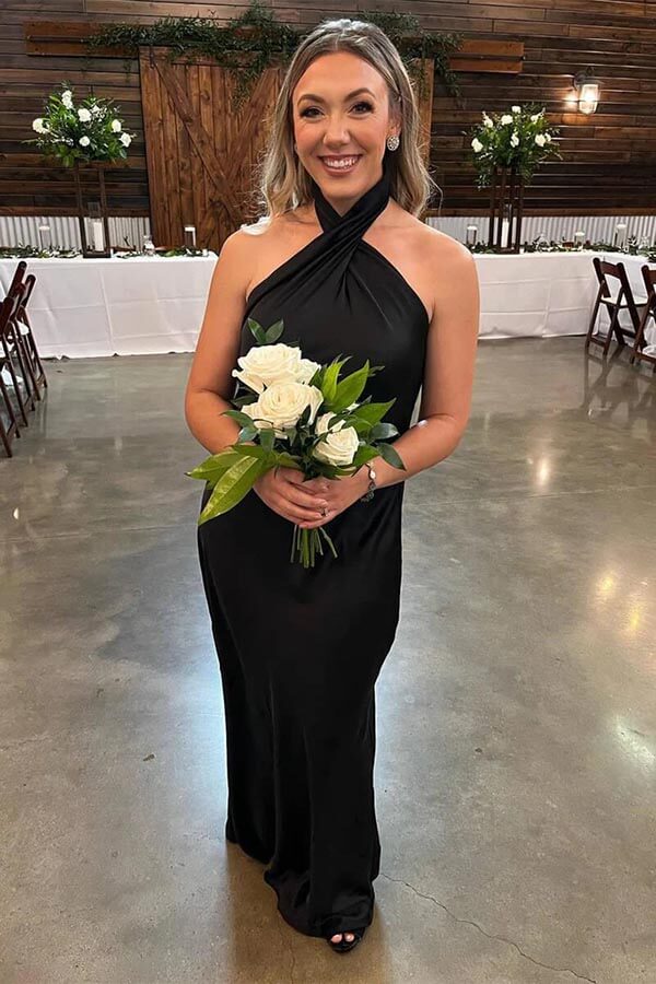 Simple Halter Floor Length Bridesmaid Dresses MBD191 | Musebridals Simple Halter Floor Length Bridesmaid Dresses MBD191 | Musebridals
