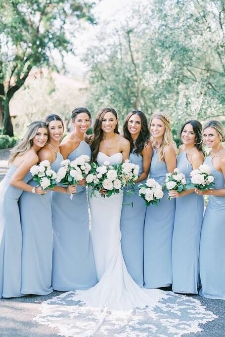 Sky Blue Chiffon A Line Halter Bridesmaid Dress, MBD306 | Musebridals Sky Blue Chiffon A Line Halter Bridesmaid Dress, MBD306 | Musebridals