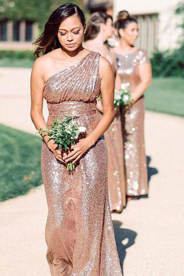 Bridal Party Bridesmaid Dresses With Sparkle Sparkly Rose Gold