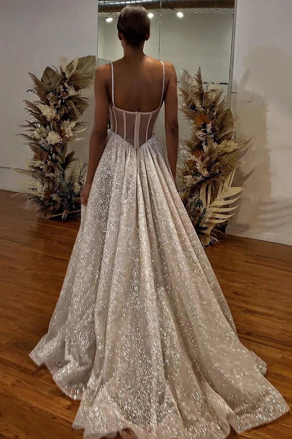 Sparkly Tulle A Line Sweetheart Wedding Dresses, MW1095 | Musebridals Sparkly Tulle A Line Sweetheart Wedding Dresses, MW1095 | Musebridals