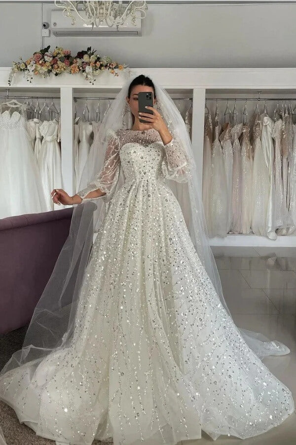 sparkly long sleeve wedding dress Sequined Dresses, MW1186 Did you know? The special moments its a style statement Size:54R