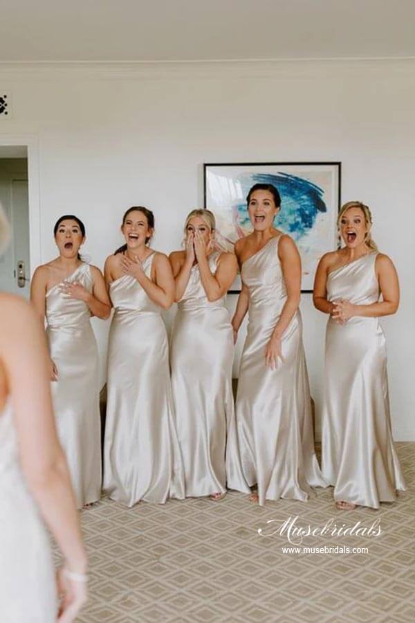 Stretch Satin Sheath One Shoulder Bridesmaid Dresses, Wedding Party Dress, MBD199 Stretch Satin Sheath One Shoulder Bridesmaid Dresses, Wedding Party Dress, MBD199