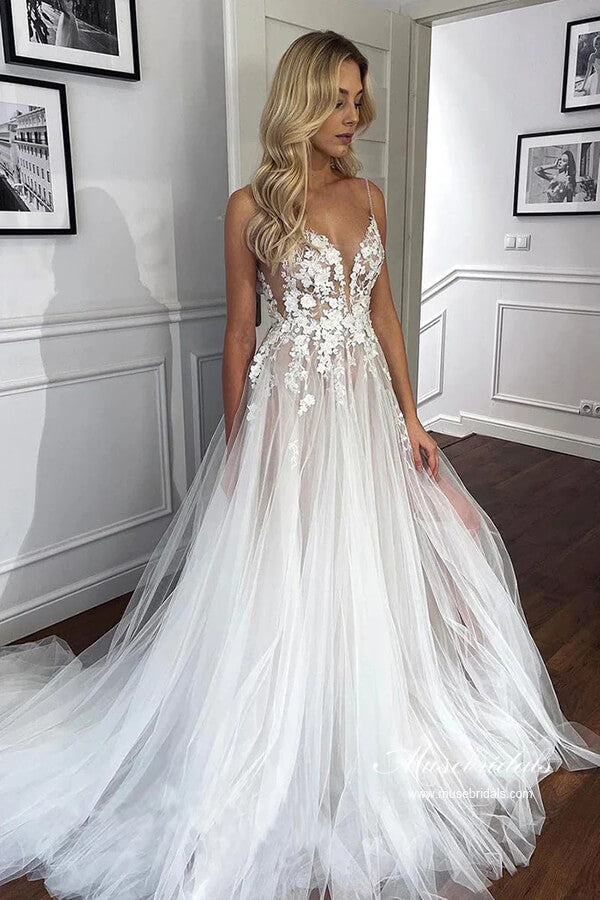 boho sweetheart wedding dress Boho Sweetheart Wedding Dress Bridal Gowns With Lace Applique TN257 US18 / Custom Color