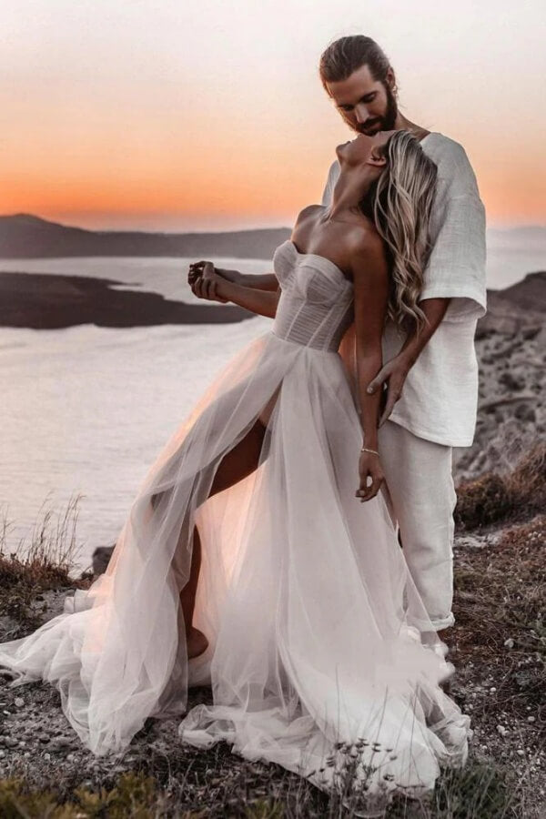 Tulle A-line Sweetheart Bohemian Wedding Dresses, MW1075