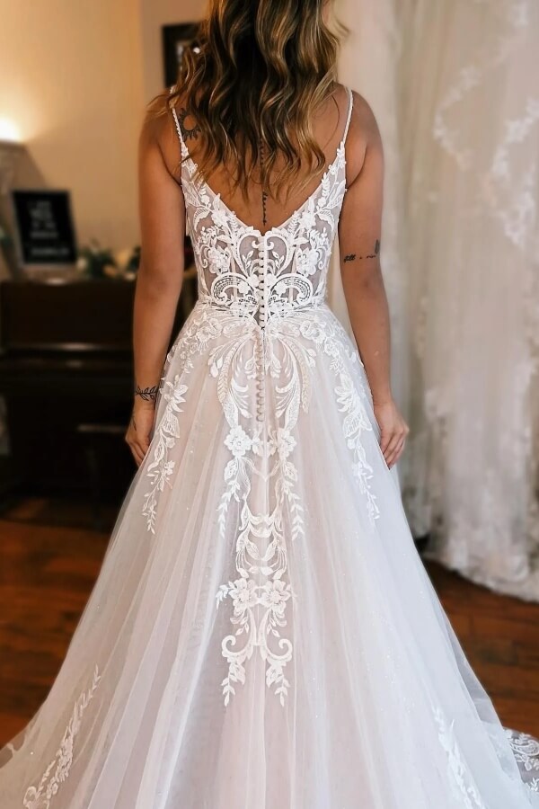 Tulle Sweetheart High Slit Wedding Dresses, MW1199
