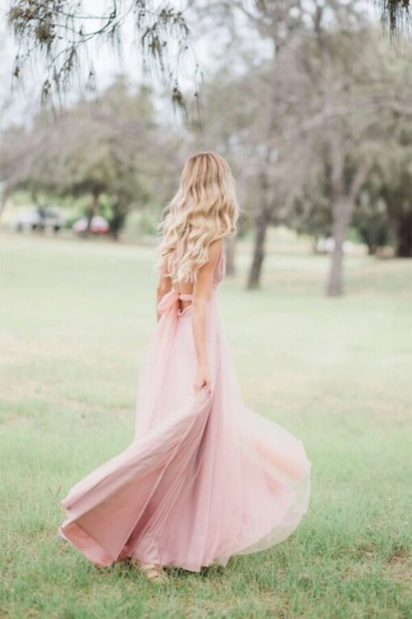 Tulle A Line V Neck Cross Back Long Bridesmaid Dresses, Bridal Party Dress, MBD303 Tulle A Line V Neck Cross Back Long Bridesmaid Dresses, Bridal Party Dress, MBD303