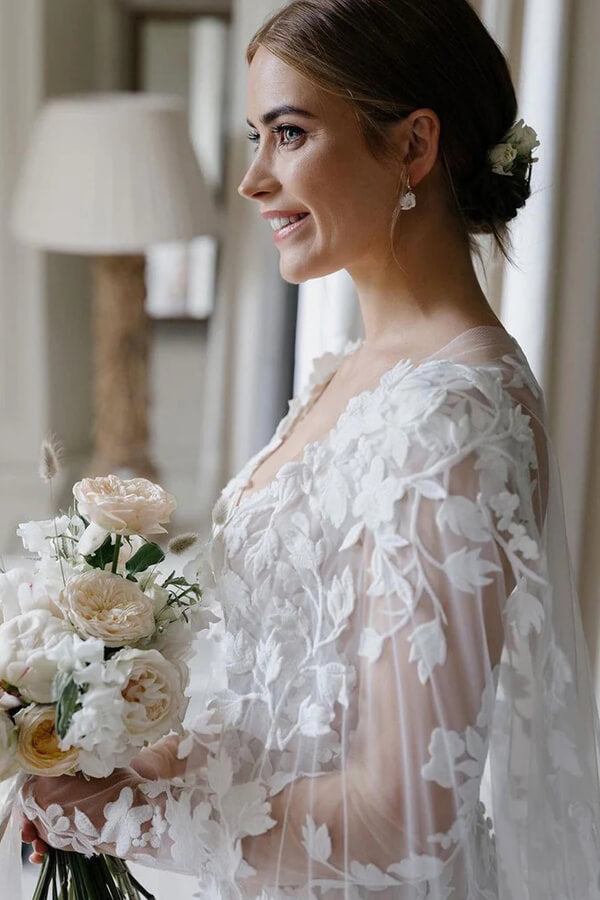 floral mesh wedding dress Tulle Sheath Sweetheart Neck Lace Wedding Dresses, MW890