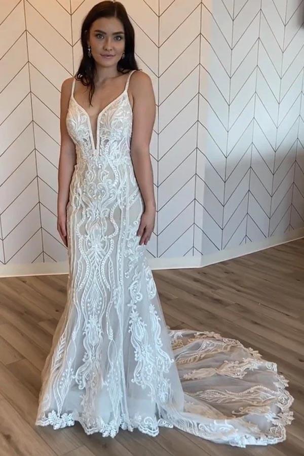 Tulle Vintage Mermaid Floral Lace Wedding Dress, MW1008 | Musebridals Tulle Vintage Mermaid Floral Lace Wedding Dress, MW1008 | Musebridals