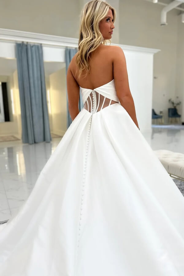 A Line Sweetheart Wedding Dresses With Bow, MW1147