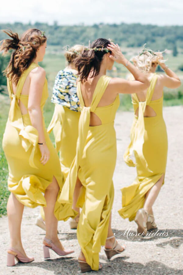 yellow jr bridesmaid dress Pale Yellow Rococo Floral Bridesmaid Dress Chiffon Size Large
