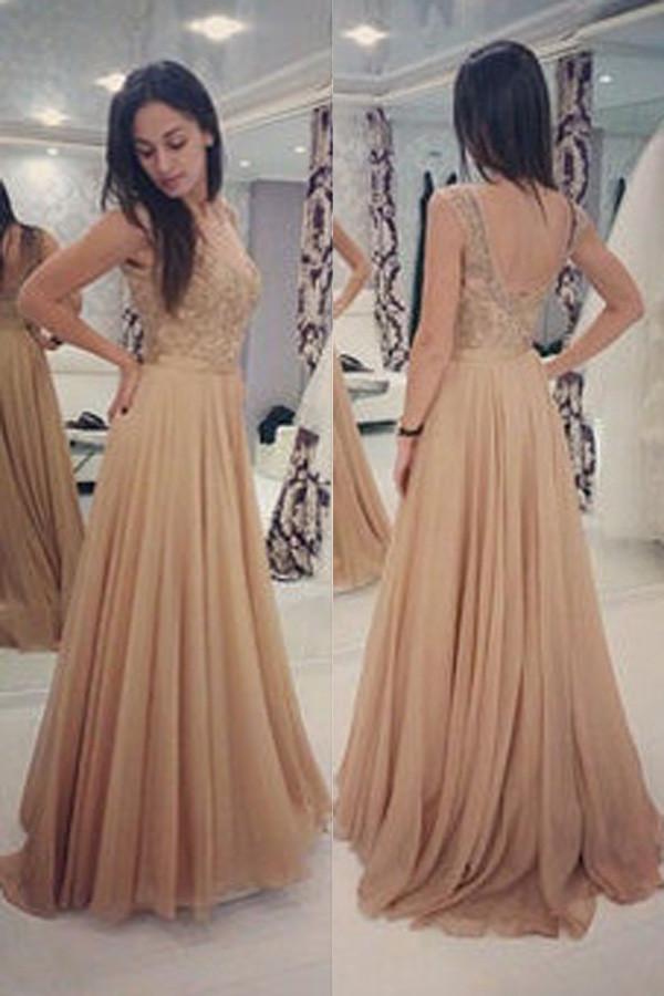 Cheap Backless Beaded A-lineChiffon Long Prom Dresses, Evening Dress,  Formal Dress, MP121