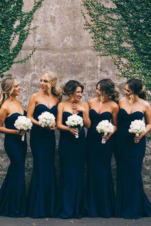Navy Sweet Heart Mermaid Long Bridesmaid Dresses, Wedding Party Dress, MB139 Navy Sweet Heart Mermaid Long Bridesmaid Dresses, Wedding Party Dress, MB139
