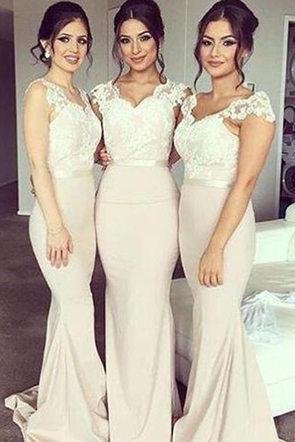 Lace Mermaid Off Shoulder Sweetheart Bridesmaid Dresses, Wedding Party  Dress, MB185