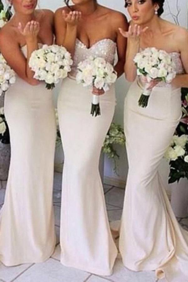 Cute Mermaid Sweetheart Inexpensive Long Bridesmaid Dresses Online, MB173