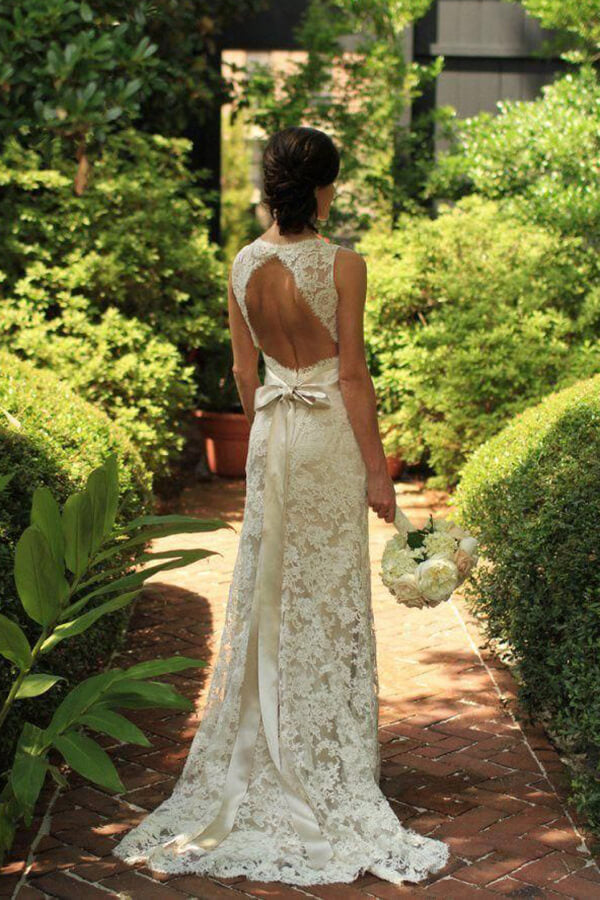 Backless A-line Floor-Length Sleeveless Sheath Lace Wedding Dress,MW334 Backless A-line Floor-Length Sleeveless Sheath Lace Wedding Dress,MW334