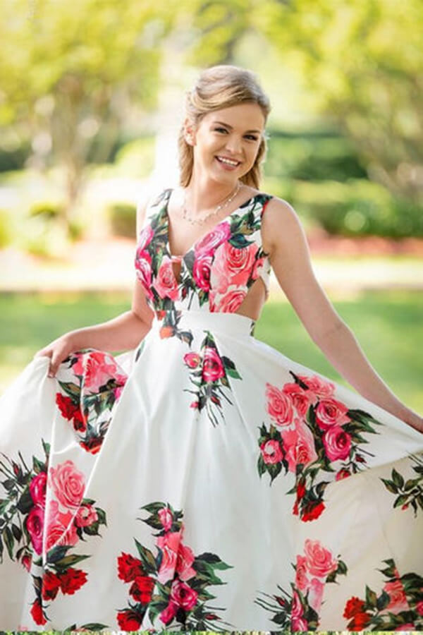 Floral long evening dresses top
