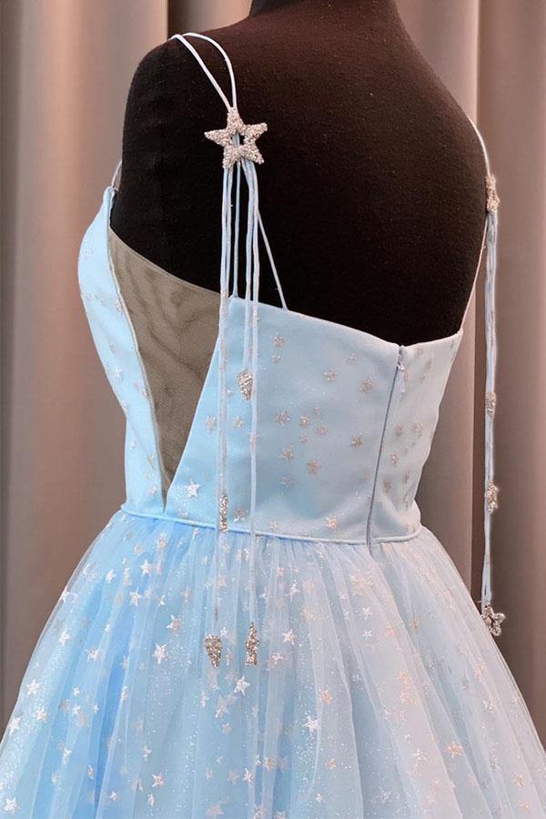 Light Blue A-line Spaghetti Straps Prom Dresses MP823 | Musebridals Light Blue A-line Spaghetti Straps Prom Dresses MP823 | Musebridals