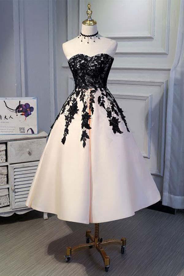 Black Lace A-line Sweetheart Homecoming Dresses MH553 | Musebridals Black Lace A-line Sweetheart Homecoming Dresses MH553 | Musebridals