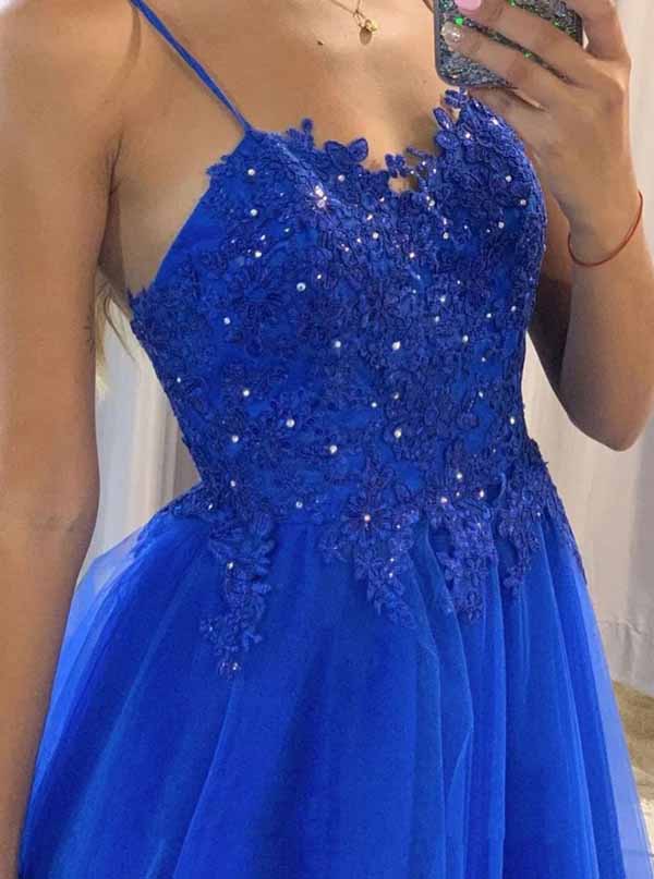 Blue Spaghetti Straps Floor length Prom Dresses MP669 | Musebridals Blue Spaghetti Straps Floor length Prom Dresses MP669 | Musebridals