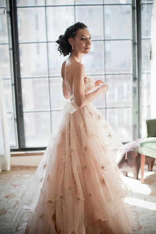 Blush flower sales wedding dress