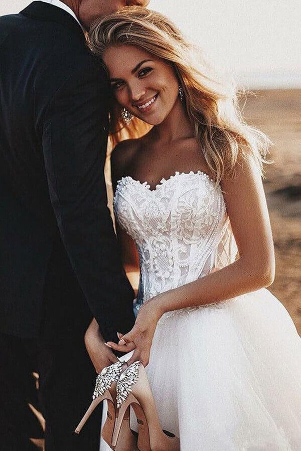 Boho Lace Bodice Sweetheart Wedding Dresses, Rustic Bridal Gown, MW548 Boho Lace Bodice Sweetheart Wedding Dresses, Rustic Bridal Gown, MW548