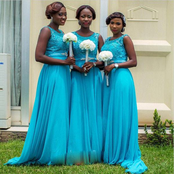 Elegant Blue High Neck Chiffon Bridesmaid Dress, Wedding Party Dresses, MB109 Elegant Blue High Neck Chiffon Bridesmaid Dress, Wedding Party Dresses, MB109