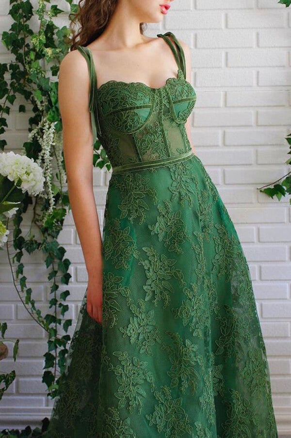Dark Green Tulle Lace Spaghetti Straps Prom Dress MP662 | Musebridals Dark Green Tulle Lace Spaghetti Straps Prom Dress MP662 | Musebridals