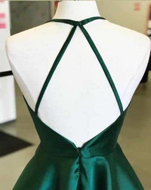 Dark Green Satin Round Neck Homecoming Dresses, MH526 | Musebridals Dark Green Satin Round Neck Homecoming Dresses, MH526 | Musebridals