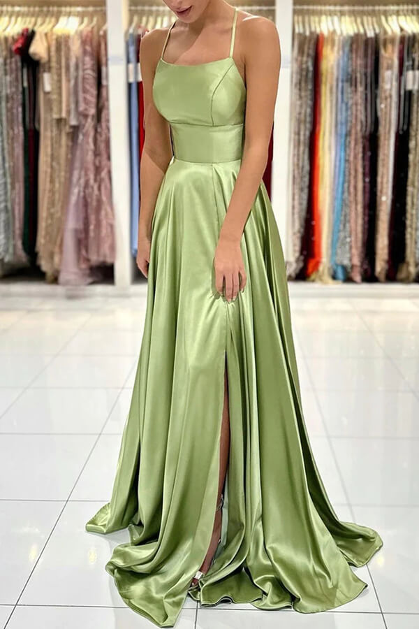 slim fit dress slacks Green Satin Long Sleeve Mini Dress main image 1