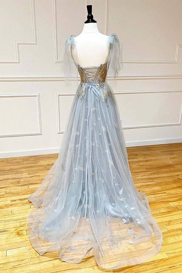 Grey Tulle A-line Sweetheart Prom Dress With Lace MP810 | Musebridals Grey Tulle A-line Sweetheart Prom Dress With Lace MP810 | Musebridals