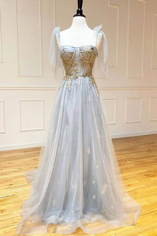 Grey Tulle A-line Sweetheart Prom Dress With Lace MP810 | Musebridals Grey Tulle A-line Sweetheart Prom Dress With Lace MP810 | Musebridals