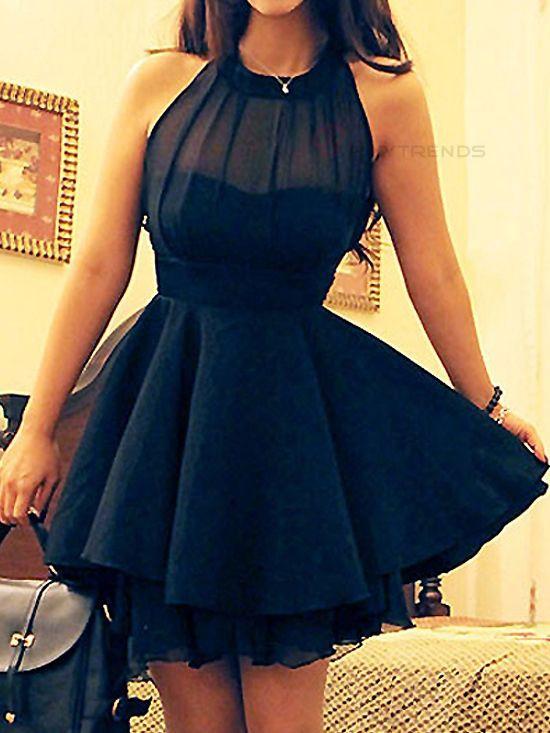 Chiffon Navy Blue Short Prom Dresses For Girls, Halter Homecoming Dress, MH179 Chiffon Navy Blue Short Prom Dresses For Girls, Halter Homecoming Dress, MH179