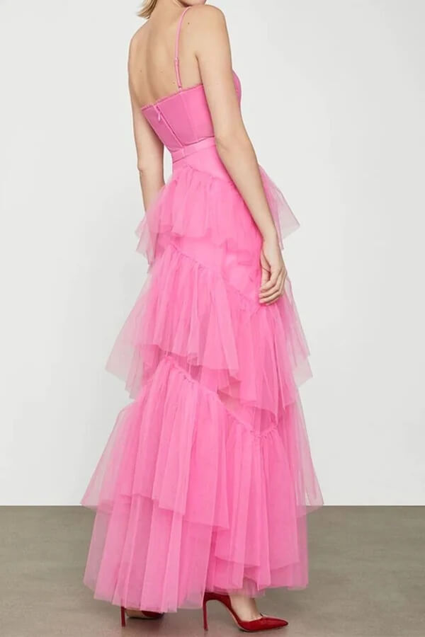 Hot Pink A-line Tiered Tulle Princess Prom Dresses MP780 | Musebridals Hot Pink A-line Tiered Tulle Princess Prom Dresses MP780 | Musebridals