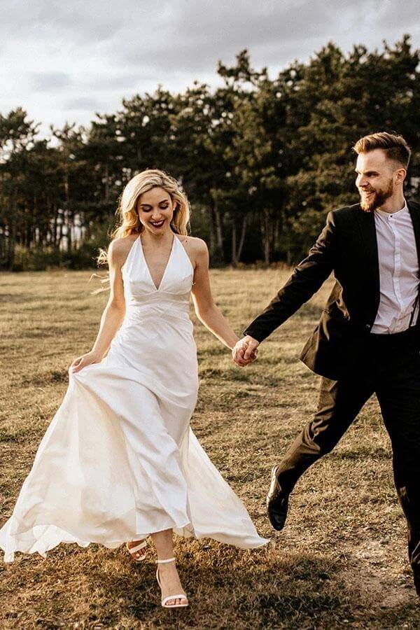 Ivory A-line Halter Sleeveless Beach Wedding Dresses, Simple Bridal Gown, MW852 Ivory A-line Halter Sleeveless Beach Wedding Dresses, Simple Bridal Gown, MW852