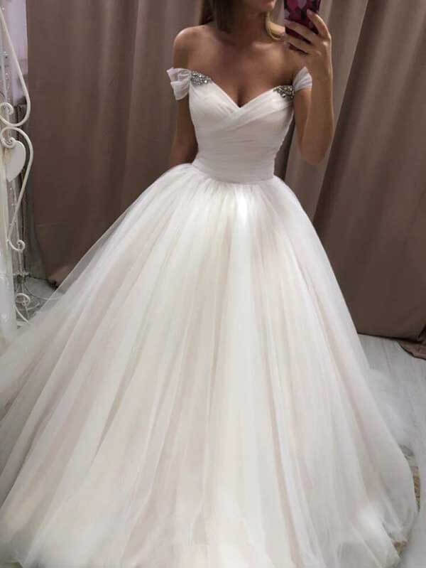 Ivory Tulle Off Shoulder Sweetheart Wedding Dress MW732 | Musebridals